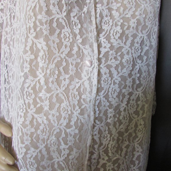 SALE Lovely Whisper Pink Lace Negligee Robe Miss Siren - Picture 7 of 12